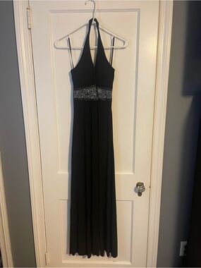 Vintage Y2K Taboo black halter maxi Sz M rhinestone empire waist formal 2000s